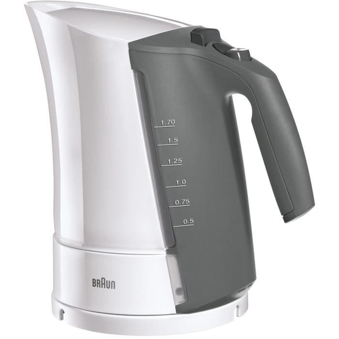 Bouilloire BRAUN WK300 - 1,7L - Blanc - Chauffe ultra-rapide 45s - Filtre anti-calcaire amovible