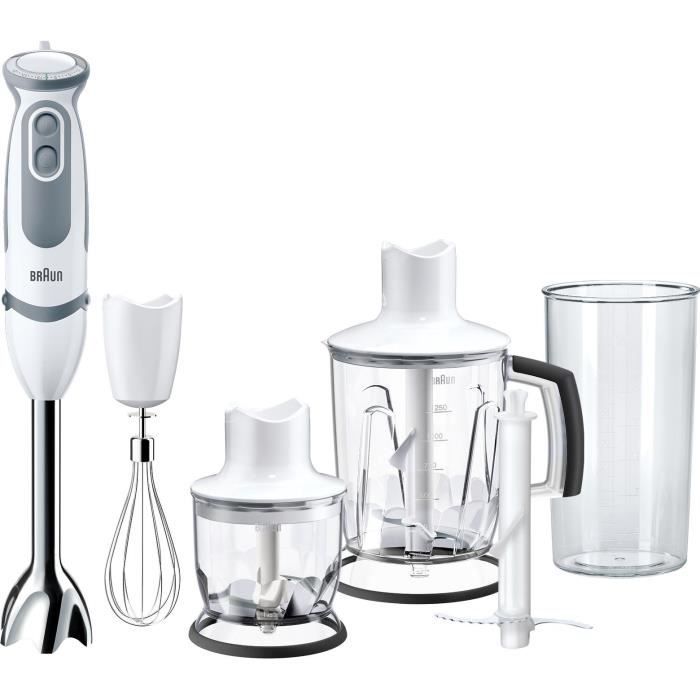 Pied mixeur BRAUN MultiQuick 5 Vario MQ5245WH - Moteur 1000 W - 21 vitesses - Easy Click System Plus
