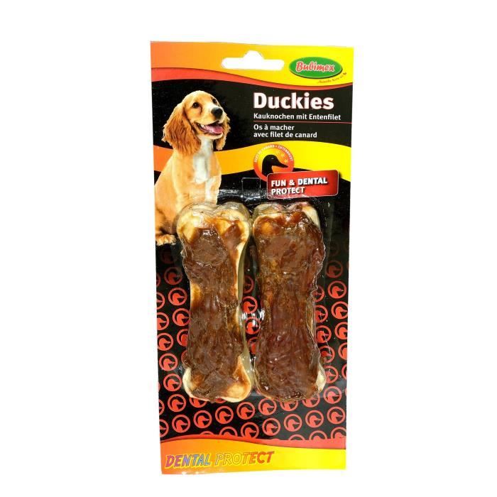 BUBIMEX Lot de 2 sticks os en peau de buffle avec filet de canard dessus X2 os