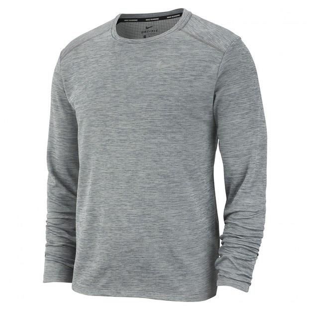 NIKE  T-Shirt de running manches longues  M NK PACER TOP HZ HOMME Gris chiné