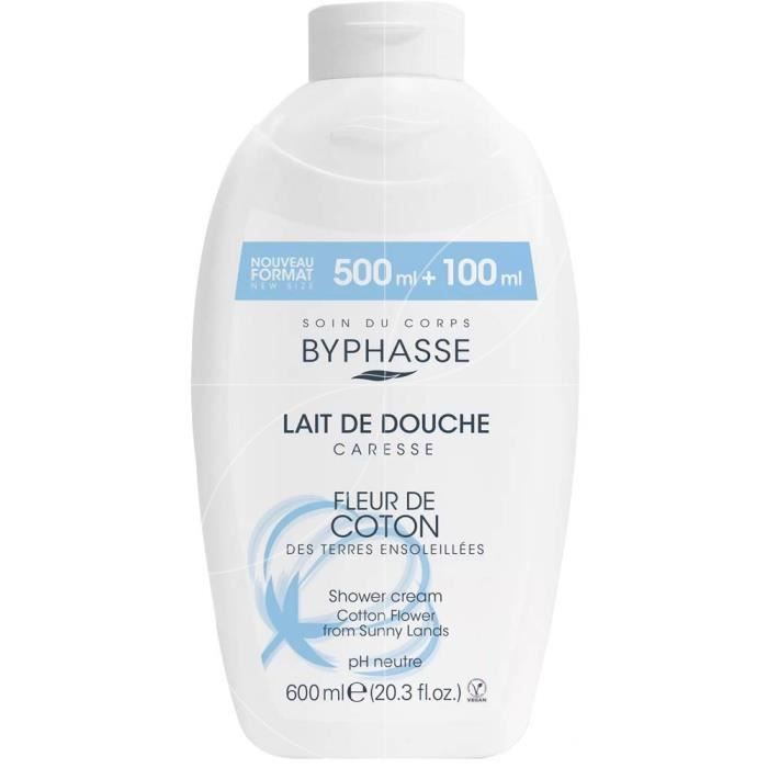 Lait de douche - Byphasse - Fleur de coton - 600 ml - Douceur - pH neutre