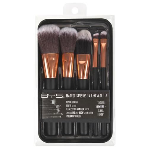 MAKEUP BRUSHES IN KEEPSAKE TIN ROSE GOLD