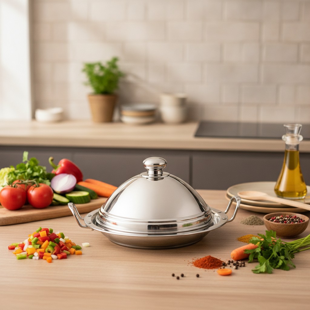 Kenz Tajine en Inox 26 cm Acier Inoxydable avec Fond Thermique Triple Couche, HF-9352 - Marjane Mall - Image 3