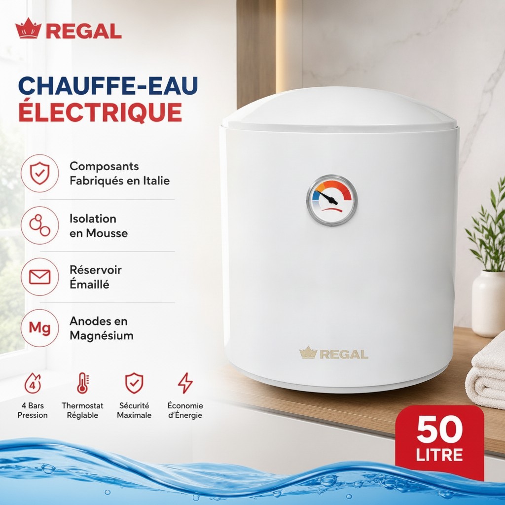Chauffe-Eau Électrique 50 Litres Vertical 1500 W Thermomètre intégré - Marjane Mall - Image 2