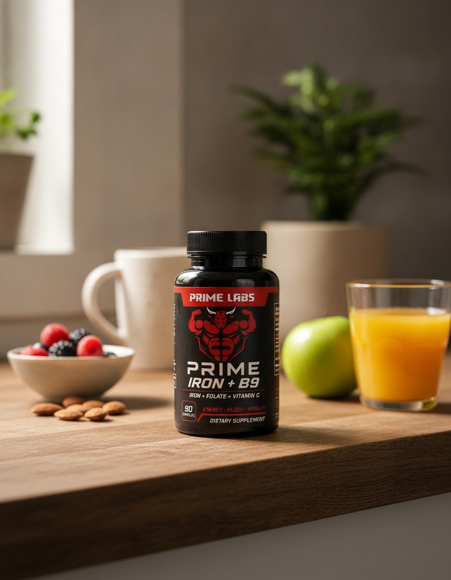 Iron + B9 Prime Labs – Fer, Folate & Vitamine C | 90 Capsules - Marjane Mall - Image 3