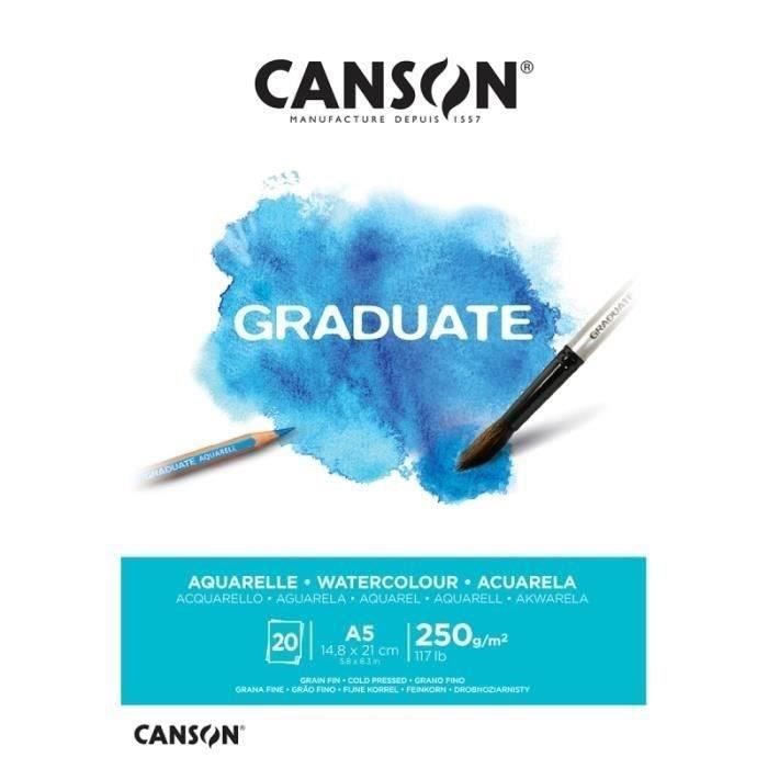 Bloc de papier - CANSON - Graduate - Aquarelle - A5 - 250g - 20 feuilles