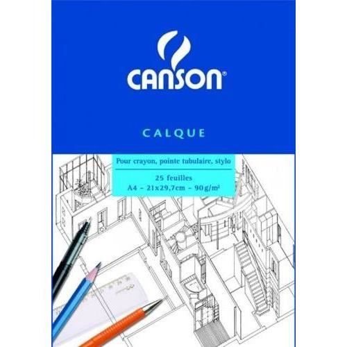 Bloc calque transparent A4, 25 feuilles, 90/95 g/m