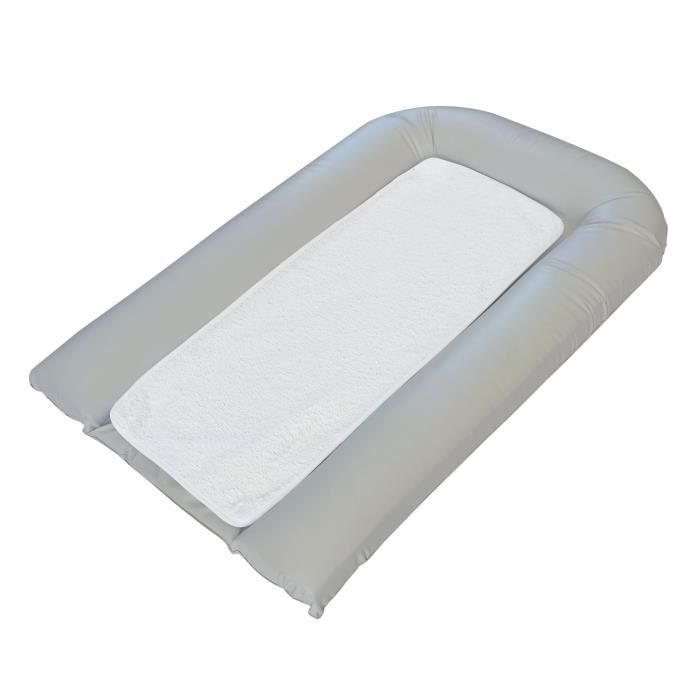 Matelas à langer PVC - 75x45x6 cm - Livré avec 2 éponges - Gris