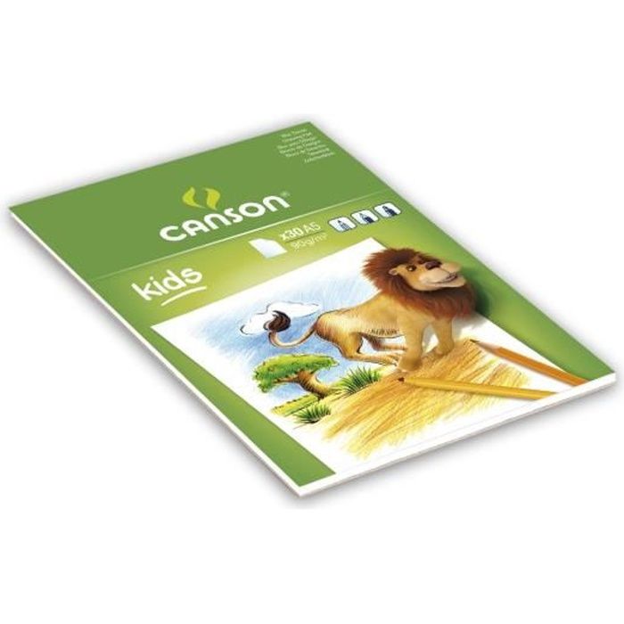 CANSON Bloc 30 Feuilles Dessin 5 Ans+ Blanc A5 90g