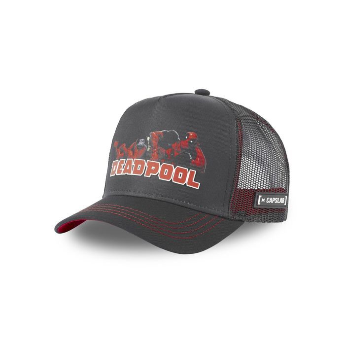 Casquette Trucker CAPSLAB Marvel Deadpool Homme Noir - Snapback Arrondie 50% Coton 50% Polyester