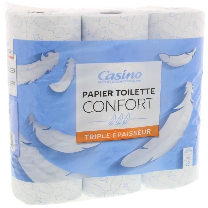 CASINO Papier Hygiénique Blanc 3 Plis 9 Rouleaux