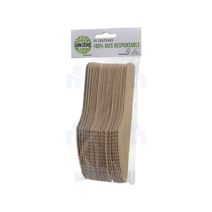 20 Couteaux 100% bois responsable 16,5cm SINCÈRE