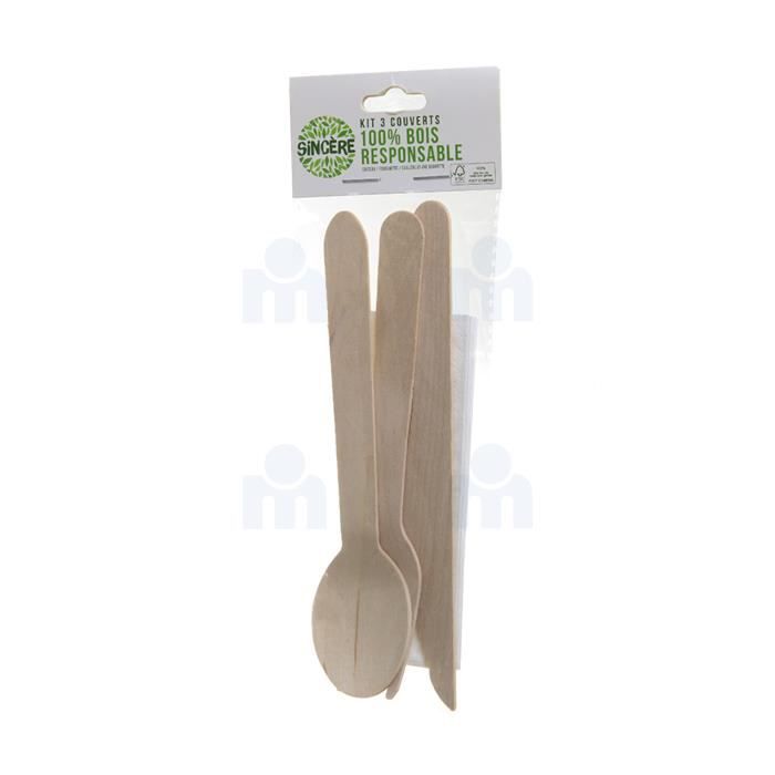 Kit 3 couverts 100% bois responsable   SINCÈRE