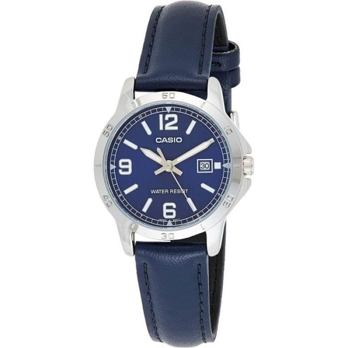 Montre-bracelet - CASIO - LTP-V004L-2BUDF - Cuir - Étanchéité 3 ATM - Quartz
