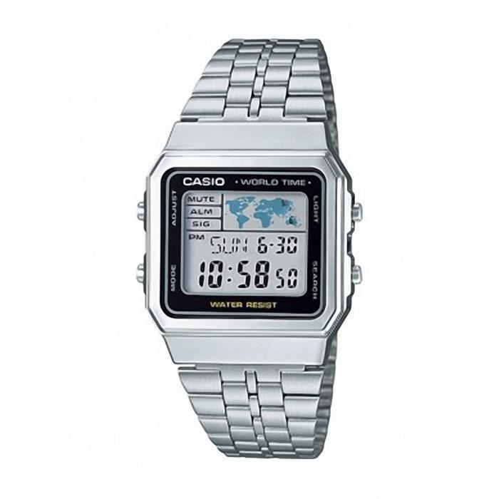 Montre Femme - Casio - A-500WA-1 - Acier inoxydable - Digital - Résistante à l'eau