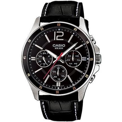 Montre - MTP - MTP-1374L-1 - Verre minéral - Cadran noir - Chronographe - 44mm