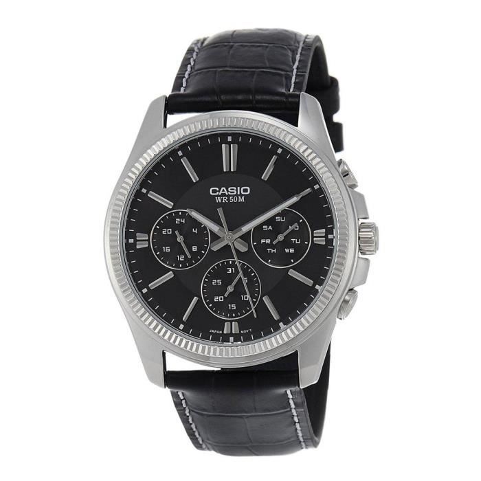 Montre - Casio - MTP-1375L-1AVDF - Quartz - Cuir de vélin - 42 mm Noir