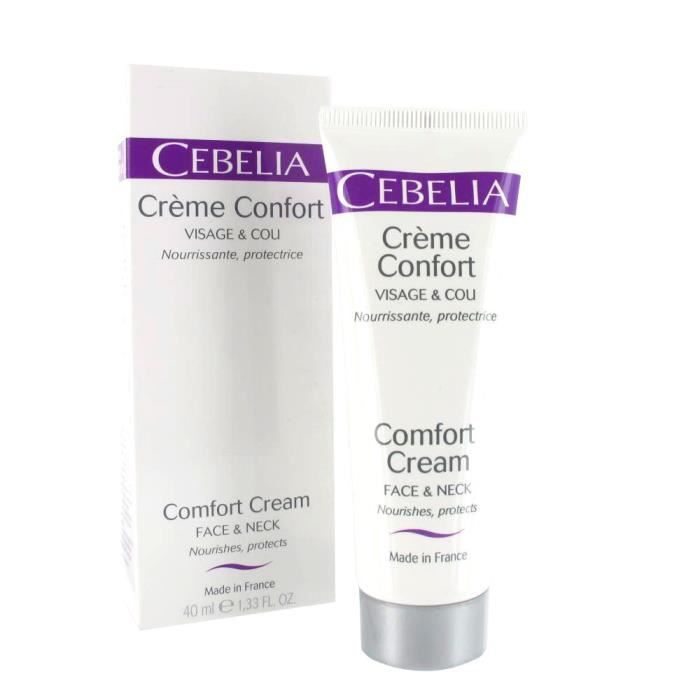 Crème Confort Visage et Cou - CEBELIA - 40ml - Peaux Sensibles - Nourrissante - Protectrice