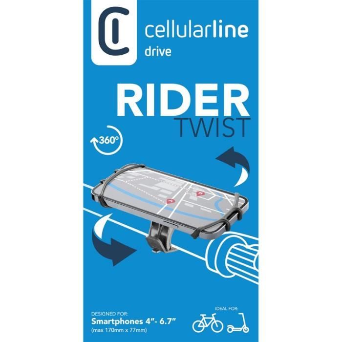 Support smartphone en silicone pour guidon 360° Noir