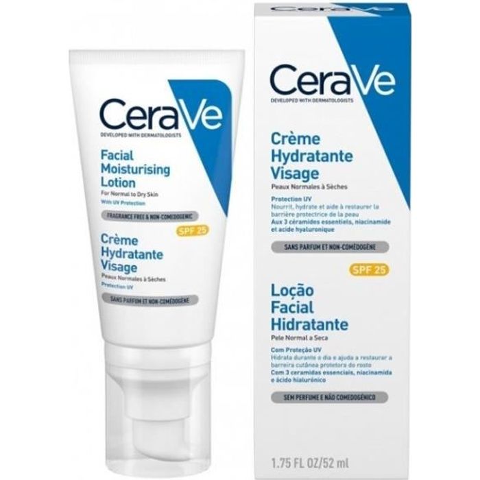 Cerave Crème Hydratante Visage Jour SPF25 Peaux Normales à Sèches 52ml