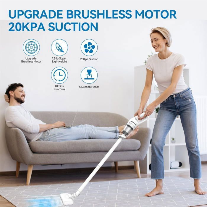 Aspirateur Sans Fil - HY-118 - 8500 Pa - 120 W - 0,7 L - 3 Têtes de Nettoyage