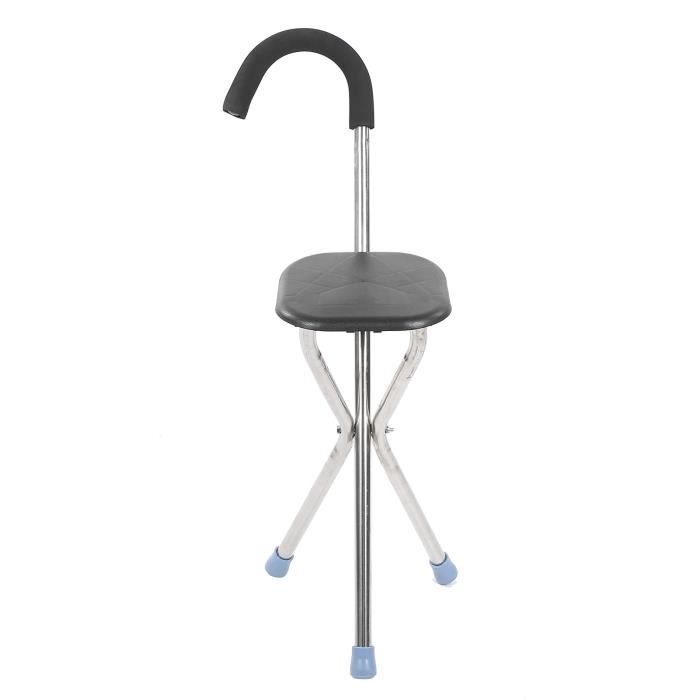 Cikonielf chaise de canne de marche Tabouret de canne pliant Chaise de bâton de marche portable Tabouret de béquille pour