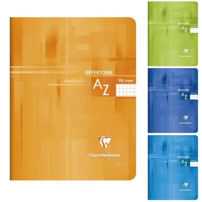 CLAIREFONTAINE - Repertoire piqûre - 17 x 22 - 96 pages 5x5 - Couverture pelliculée - 4 couleurs aléatoires