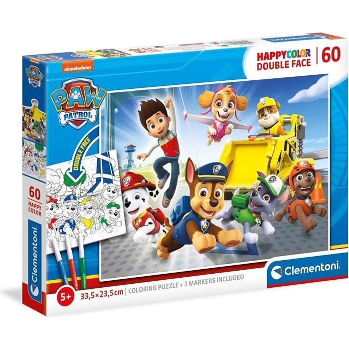 Puzzle Clementoni Happy Color 60 pièces Pat'Patrouille - Pour Enfant de 5 Ans et Plus - Garantie 2 Ans