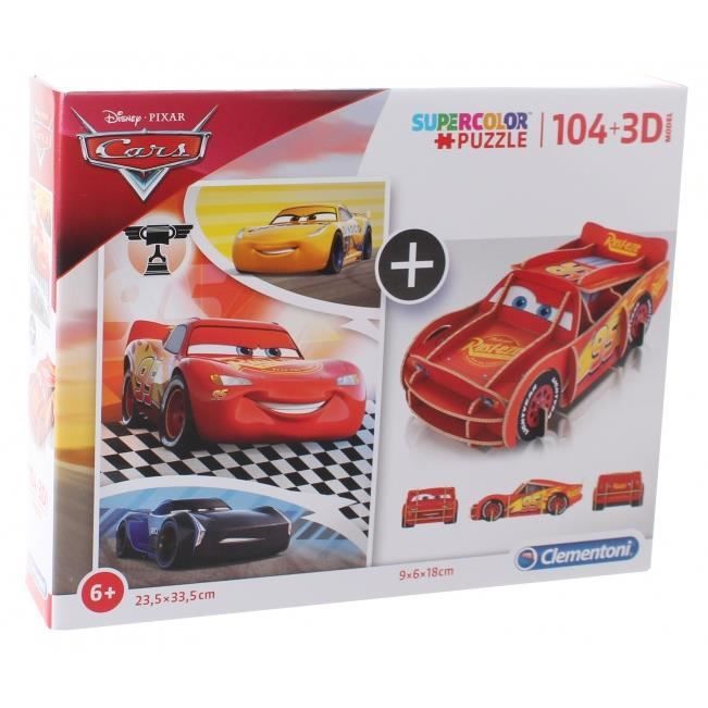 Puzzle Cars - CLEMENTONI - Kit 104 pièces - Humains et personnages - Multicolore - A partir de 6 ans