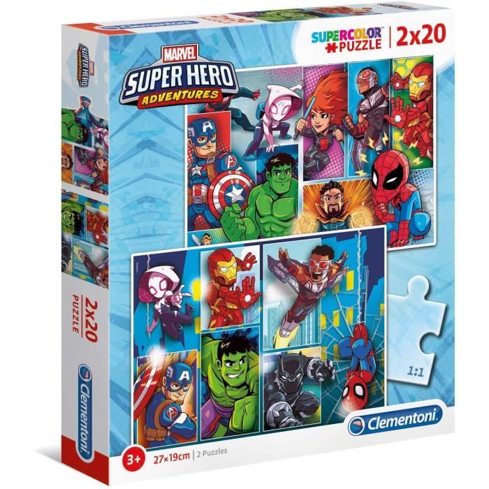 Puzzle Marvel Superhero - Clementoni - 2x20 pièces - Pour enfants de 3 ans et plus