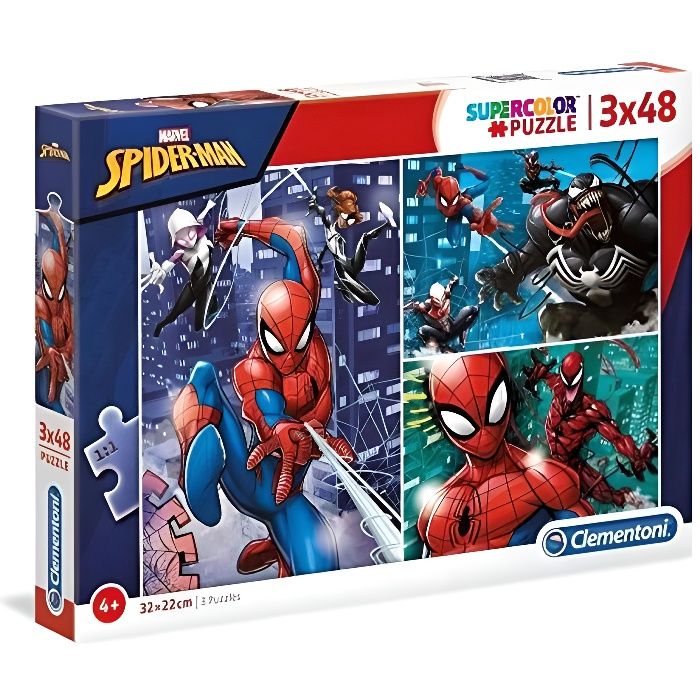 Puzzle Spider-Man - CLEMENTONI - Supercolor Collection - 3 x 48 pièces - Dessins animés et BD