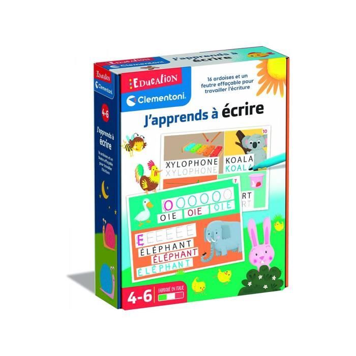 Clementoni - J'apprends à écrire - Ardoise effaçable - Jeu éducatif dès 5 ans - Fabriqué en Italie