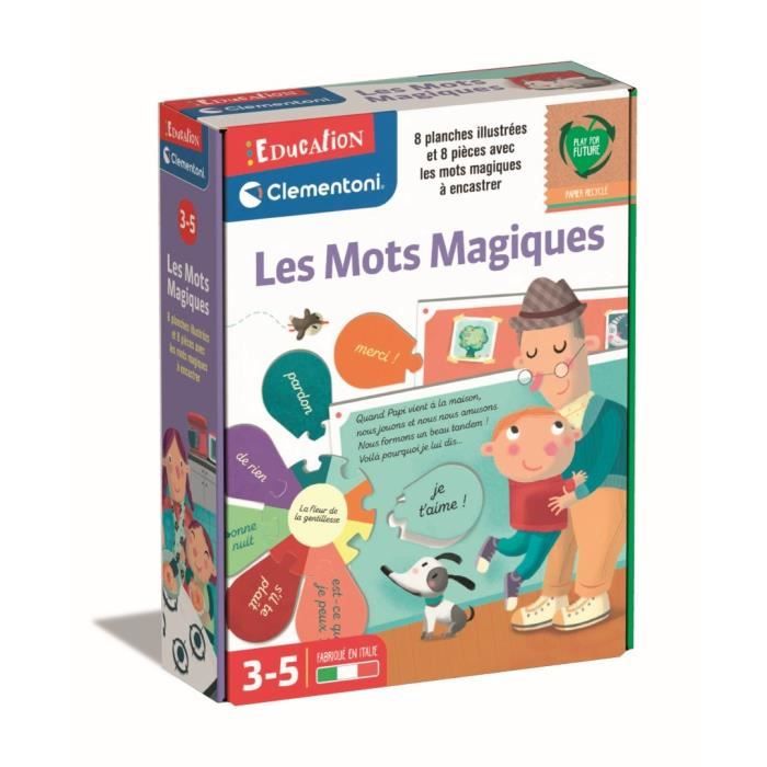 Clementoni - Jeu Educatif - Les Mots Magiques - 8 cartes illustrées recto verso