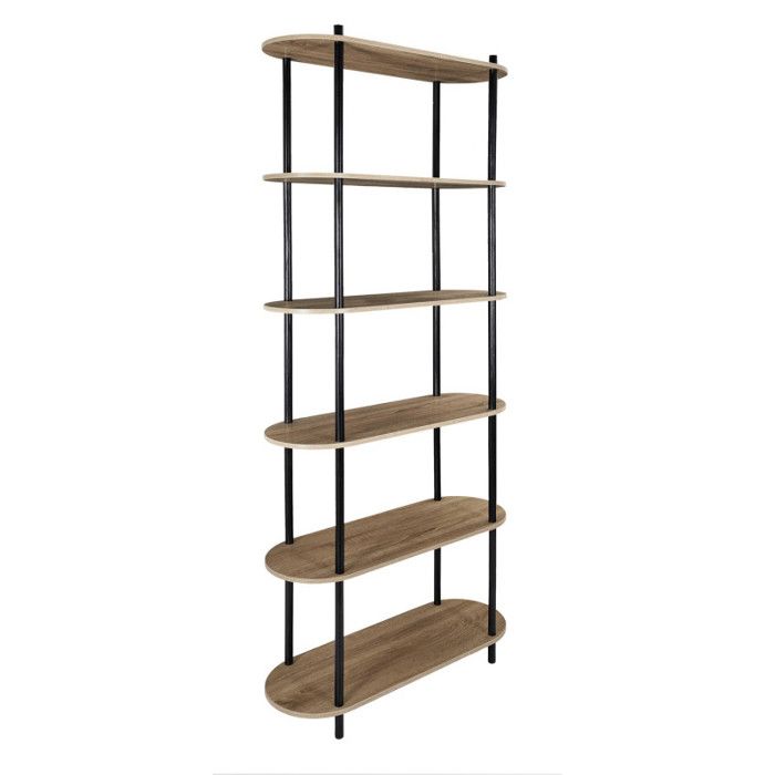 Bibliothèque - CMP - PARIS - Étagère 6 niveaux arrondis Cobe - Effet bois - Marron