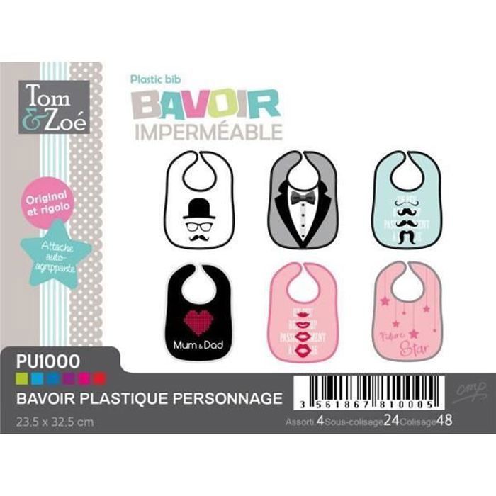 Bavoir imperméable Tom & Zoé - Rose - Pour bébé à partir de 6 mois