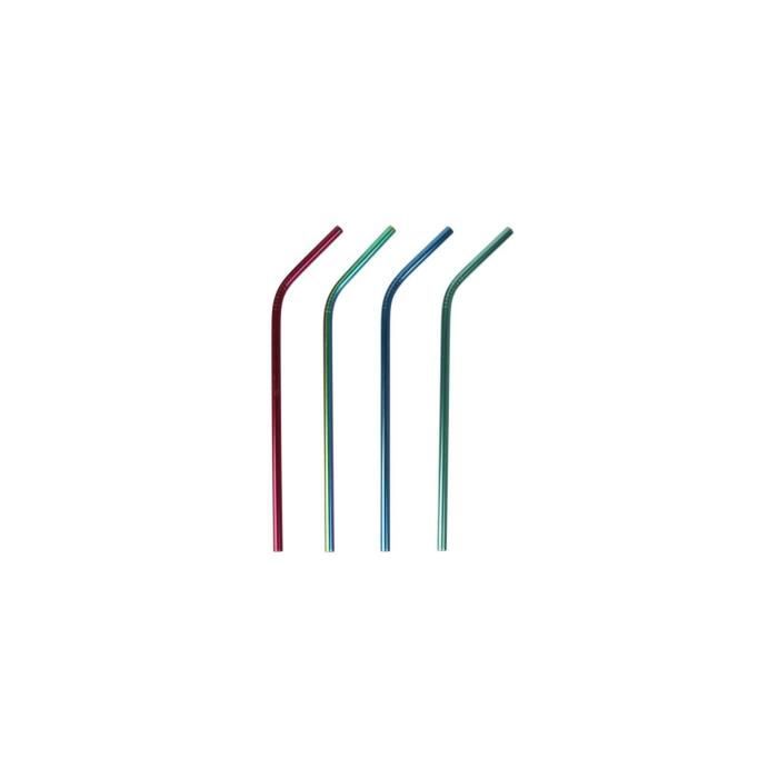 Paille inox chromé coloré x 4 + goupillon