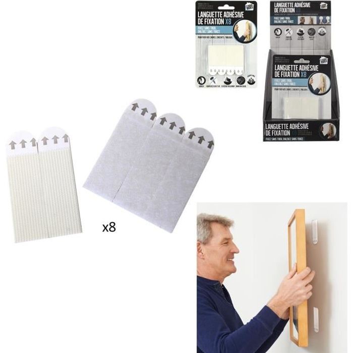 Lot de Languettes de Fixation X8, Plastique-Eva, Blanc