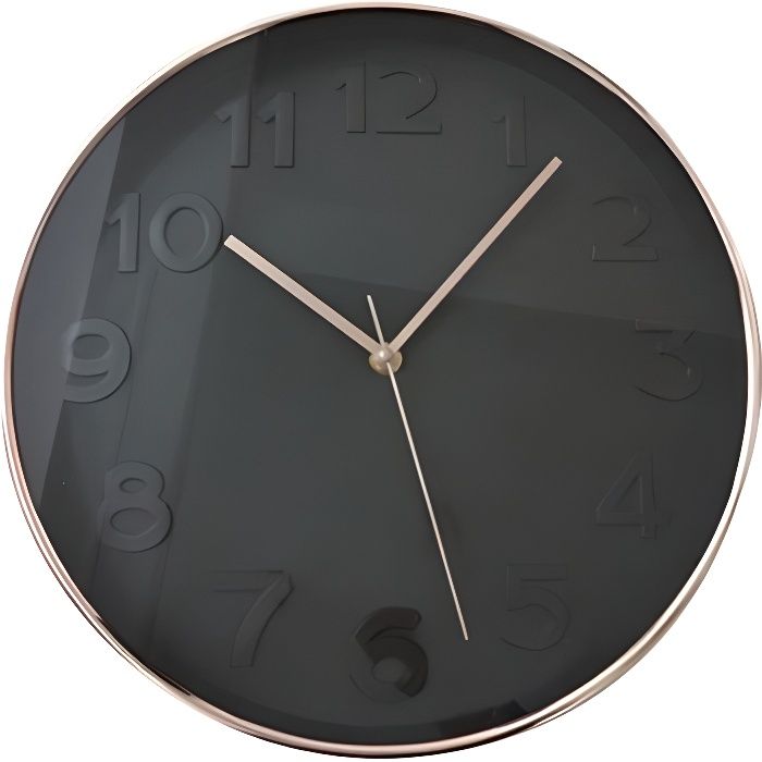 Horloge murale ronde diamètre 30,5 cm Noir