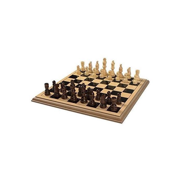 Jeu d'échecs en bois massif - COLOR BABY - 30x30cm - 16 pièces noires et 16 pièces blanches