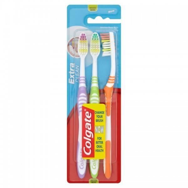 Colgate - Brosse à dents médium Extra Clean x3 pcs - Coloris aléatoire