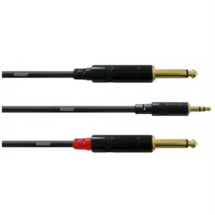 Câble audio - CORDIAL - Câble Y Jack 3.5 ST - 2 x Jack Mono Gold - 1.5m FairLine