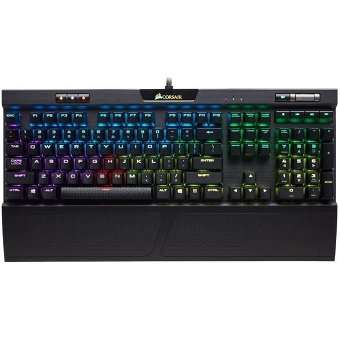 CORSAIR Clavier mécanique Gamer K70 RGB MK.2, Backlit RGB LED, Cherry MX Rouge  - AZERTY (CORCH9109010FR )