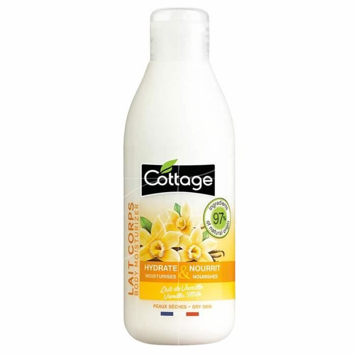 Lait corps hydrate & nourrit - COTTAGE - Lait de vanille - 200ml - Peaux sèches - Sans parabène