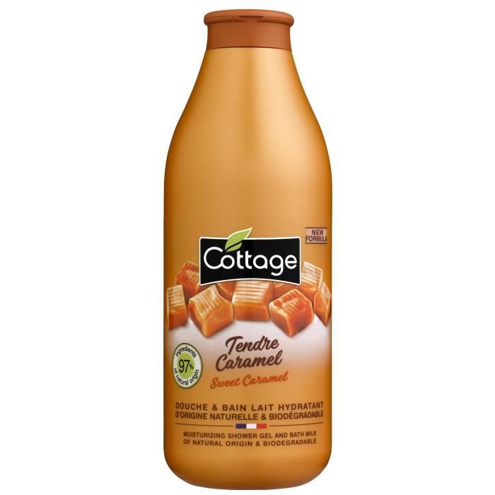 COTTAGE Douche et Bain lait hydratant - Tendre Caramel 97% d'ingrédients d'origine naturelle - 750 ml