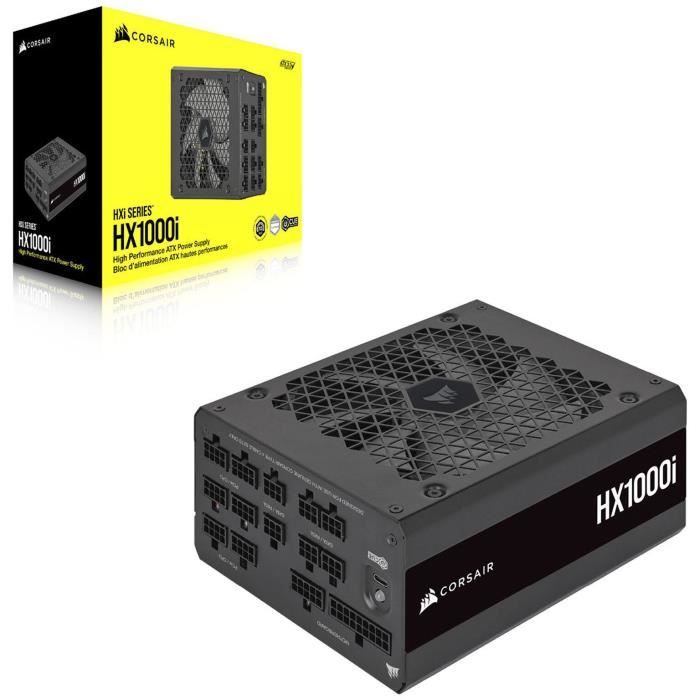 CORSAIR - HX1000i - Bloc d'alimentation - 1000 Watts - ATX 3.0 Silencieuse - Certifié 80 PLUS Platinum - (CP-9020259-EU)