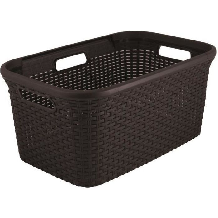 CURVER Panier à linge aspect rotin 45 L chocolat