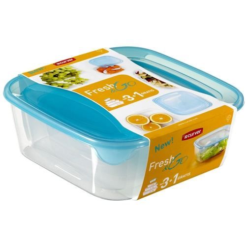 Lot de 4 boîtes fraîcheur carrées Fresh&Go Curver