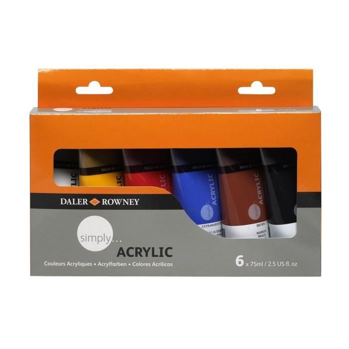 SIMPLY ACRYLIC Set de 6 Couleurs Acryliques 75 ml
