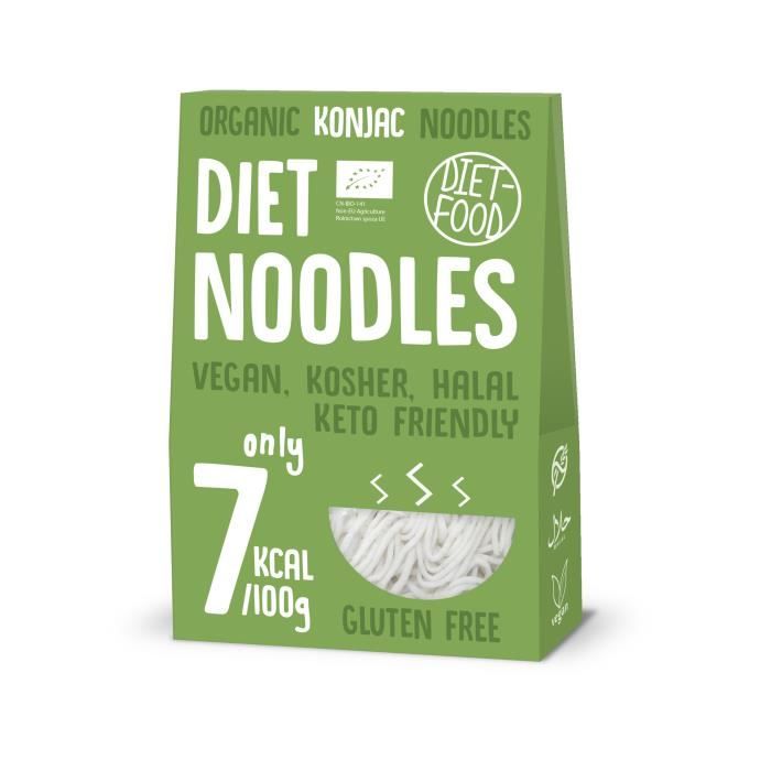 DIET-FOOD Nouilles Shirataki Konjac BIO à Faible Teneur en Glucides, Végan, sans Gluten, Cétogène, Nouilles Instantanées 1 x 385 g