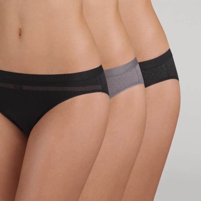 DIM Slip Les Pockets Coton X3 Lot Noir Logo